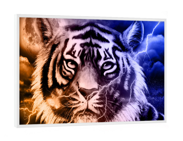 Poster mit weißem Rahmen "Tiger Galaxy (matart)" artboxONE - Natur,Tiere,Galaxy