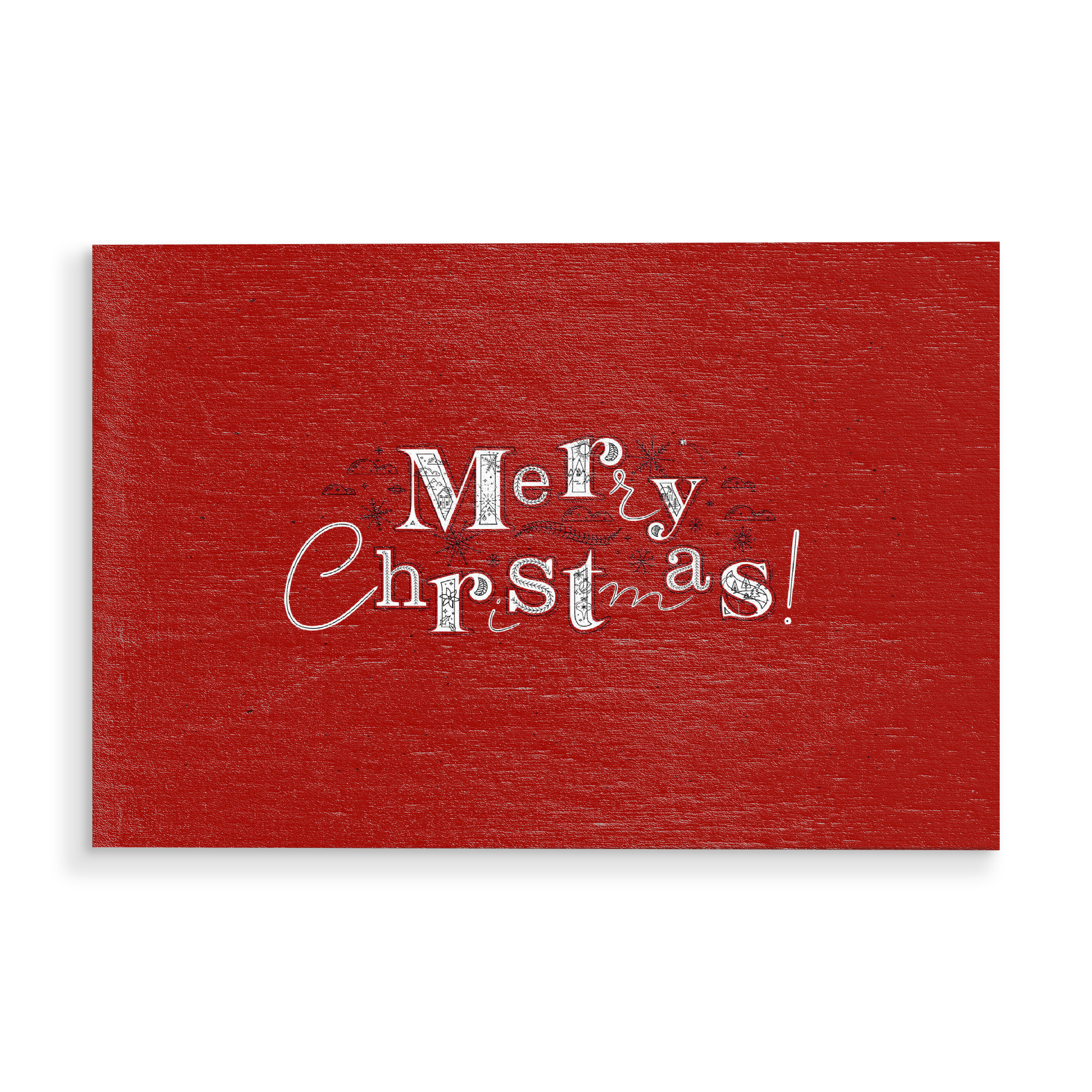 Holzbild "Merry Christmas red" artboxONE - Typografie,Weihnachten