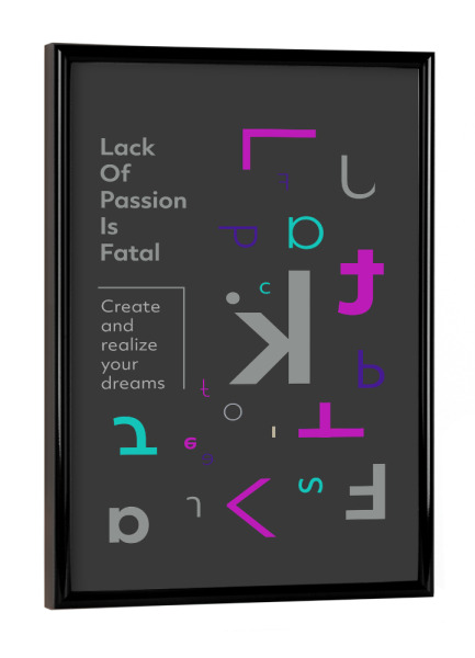 Poster mit schwarzem Rahmen "Passion" artboxONE - Typografie,Abstrakt,Geometrie,Buchstaben