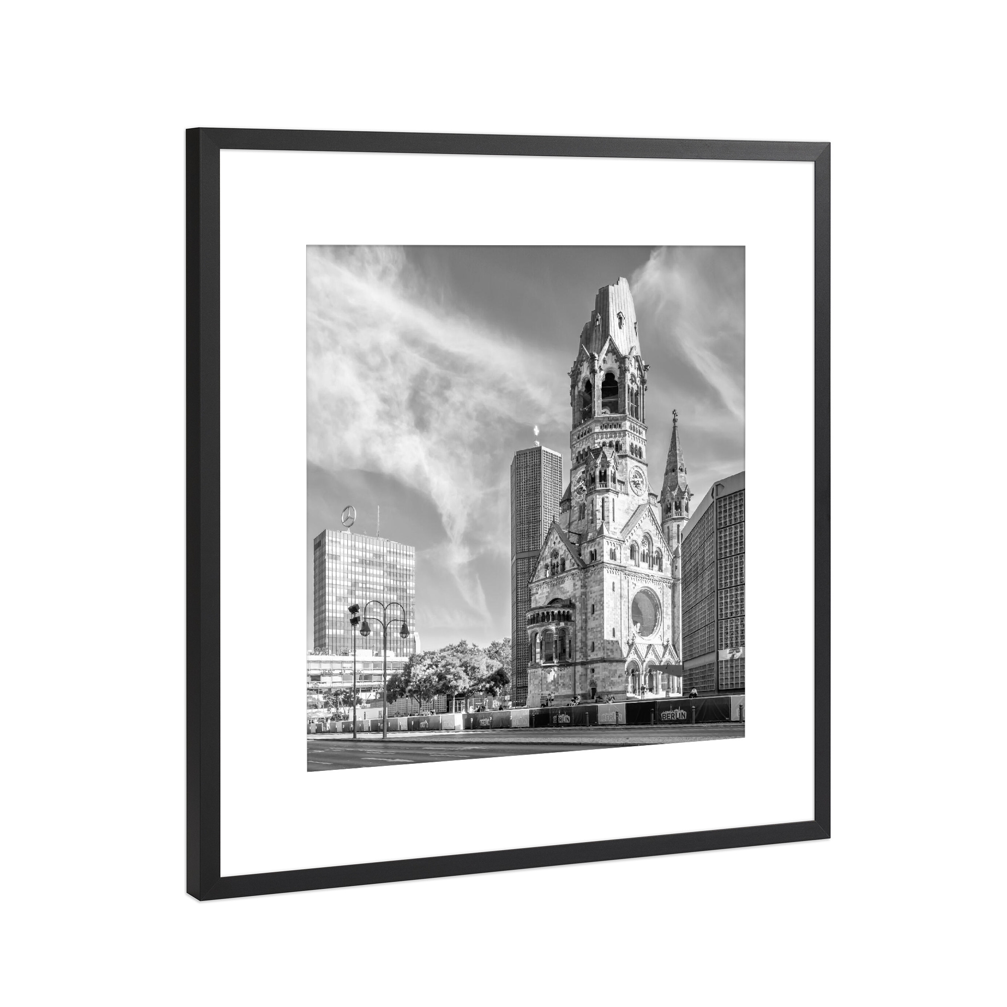 Poster mit Rahmen Schwarz (Metallic) "BERLIN Gedächtniskirche" artboxONE - Städte,Städte / Berlin,Architektur