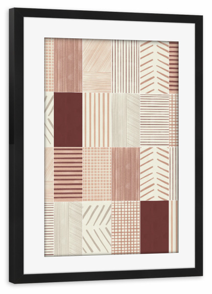 Poster mit Rahmen schwarz "Rustic Tiles First" artboxONE - Abstrakt,Geometrie - Terracotta,Pattern,Rustic,Geometrie,Geometry,Abstract,Abstrakt,Boho