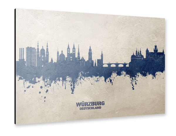 Alu-Dibond "Würzburg Skyline PaintBlue" 30x20 cm artboxONE