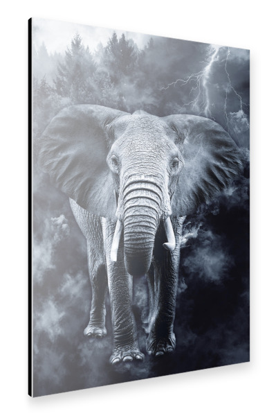 Alu-Dibond "Elephant & Forest (matart)" 30x20 cm artboxONE