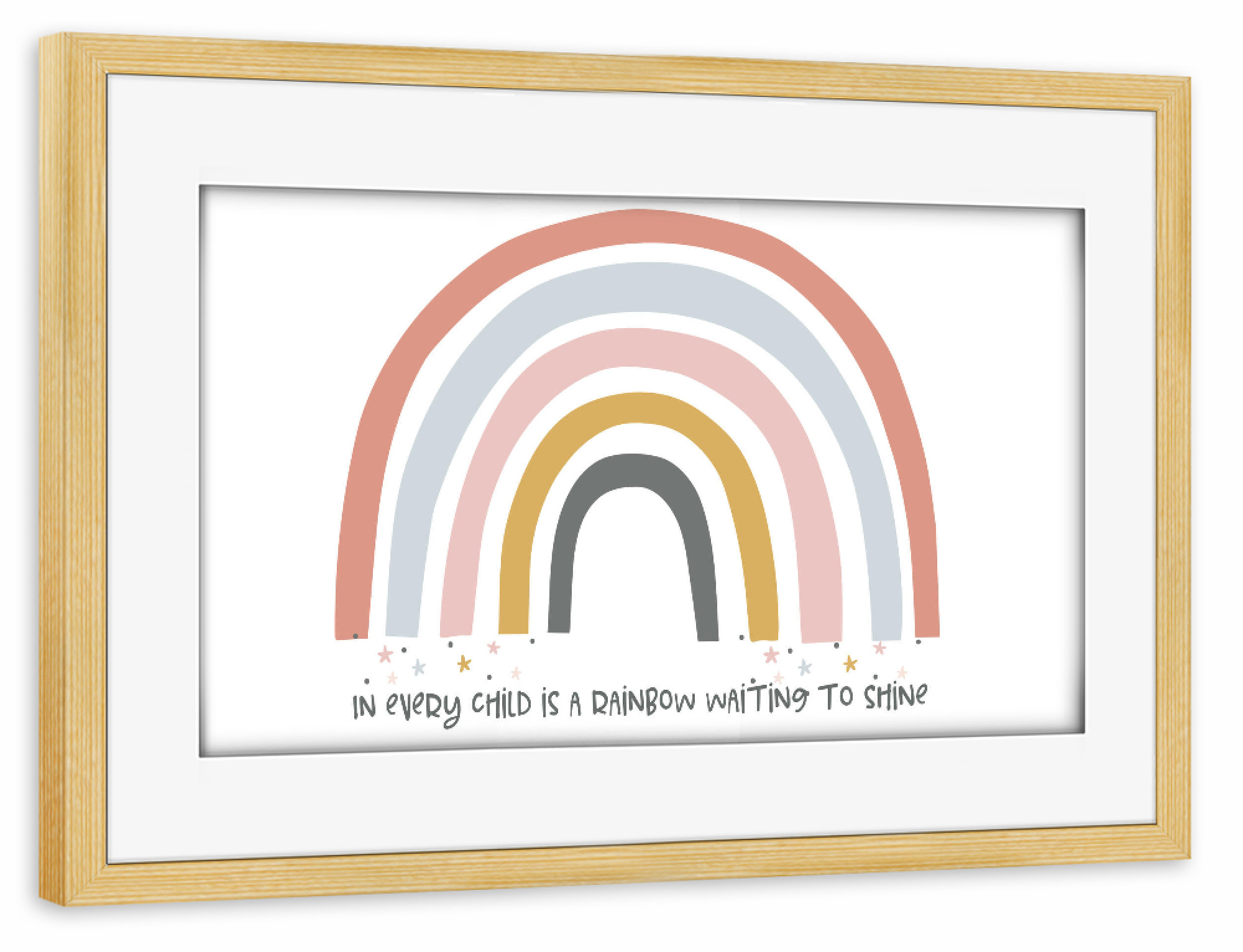 Poster mit Rahmen kiefer "In every child is a rainbow" artboxONE - Typografie,Für Kinder,Abstrakt,Liebe