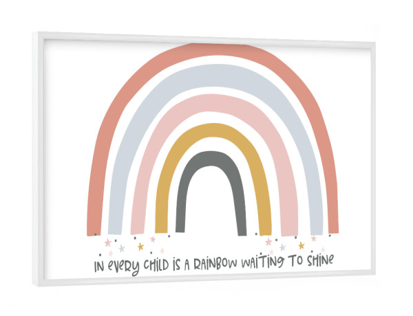 Poster mit weißem Rahmen "In every child is a rainbow" artboxONE - Typografie,Für Kinder,Abstrakt,Liebe