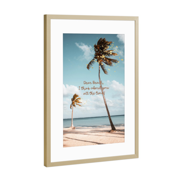 Poster mit Rahmen Gold "Dear Beach - Lieber Strand" artboxONE - Typografie,Natur,Reise / Strand und Meer