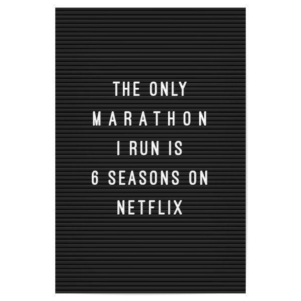 Poster 30x20 cm "Letterboard Netflix Marathon" artboxONE - Typografie,Film,Schwarzweiß,Lustig
