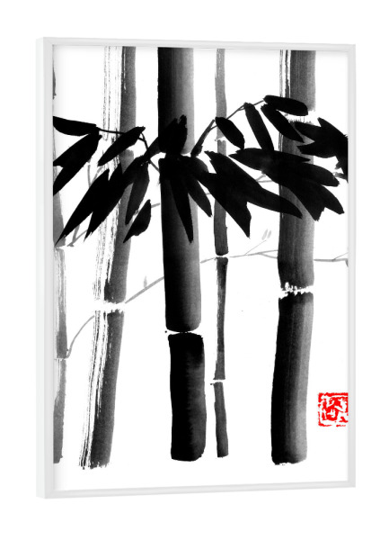 Poster mit weißem Rahmen "Bambouquet" artboxONE - Natur - Bamboo,Sumie,Japan,Bambus,Baum,Tree,Natur,Malerei,Nature