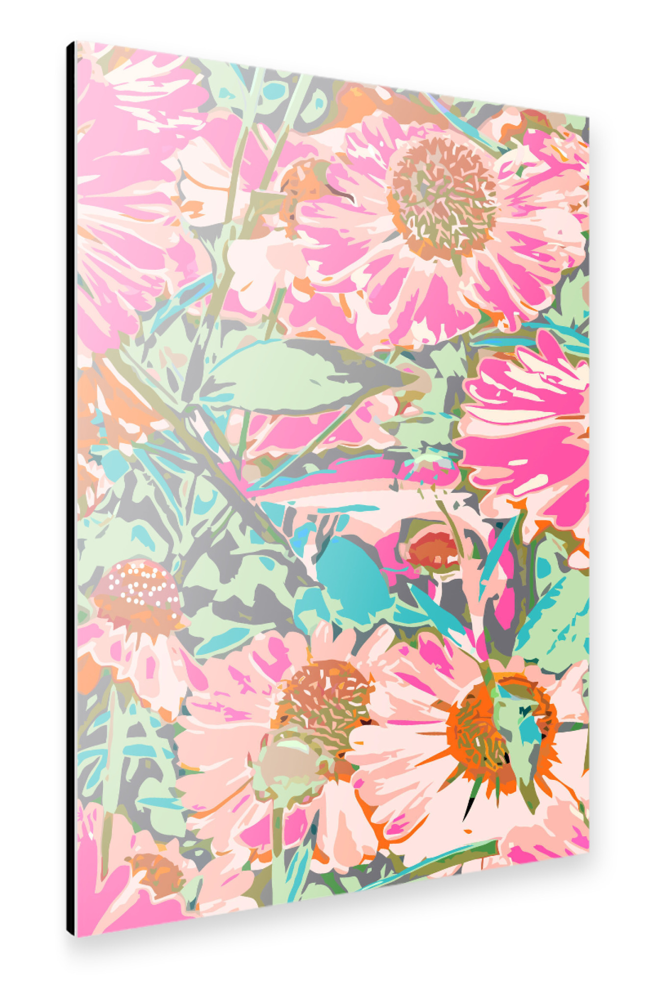 Alu-Dibond "Pink Sunflowers" 30x20 cm artboxONE