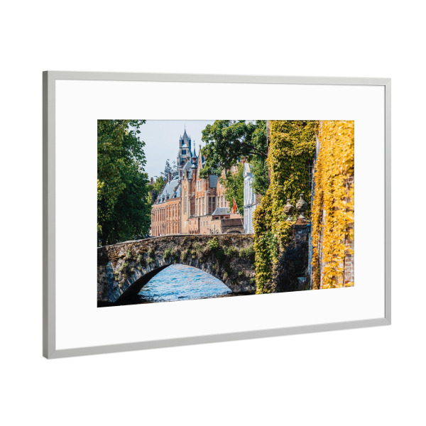 Poster mit Rahmen Silber "Brügge, Belgien" artboxONE - Städte,Reise,Architektur