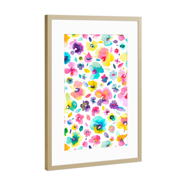 Poster mit Rahmen Gold "Tropical Colorful Flowers" artboxONE - Floral,Fashion,Für Mama,Festivals