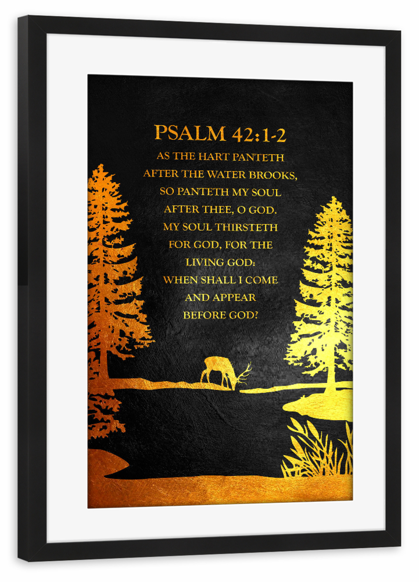 Poster mit Rahmen schwarz "Psalm 42:1-2" artboxONE - Typografie,Natur,Tiere