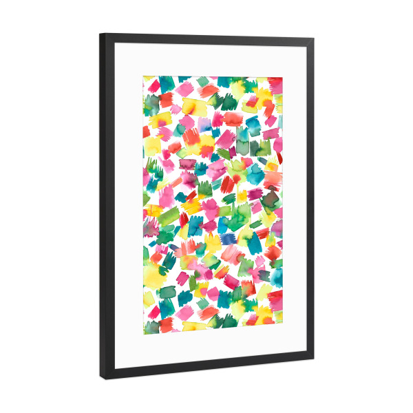 Poster mit Rahmen Schwarz (Metallic) "Abstract Spring Colorful Strokes" artboxONE - Für Kinder,Geometrie,Lustig