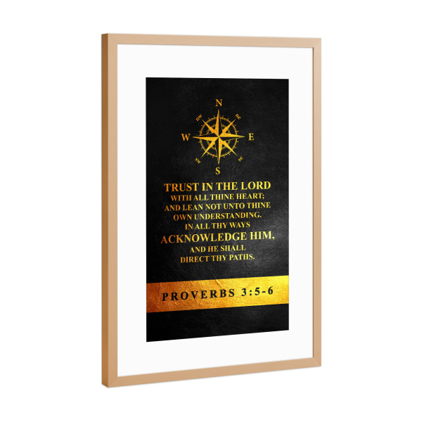Poster mit Rahmen Kupfer "Proverbs 3:5-6" artboxONE - Typografie
