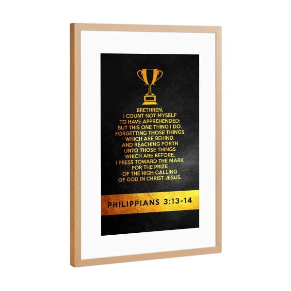 Poster mit Rahmen Kupfer "Philippinas 3:13-14" artboxONE - Typografie
