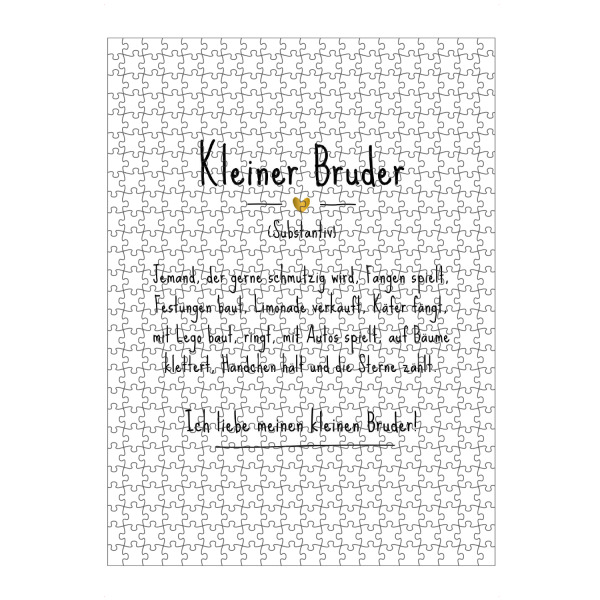artboxONE Puzzle "Kleiner Bruder | Definition (DE)" artboxONE - Typografie,Für Kinder,Schwarzweiß,Liebe,Lustig