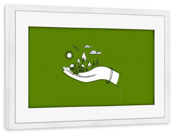 Poster mit Rahmen weiß "Christmas hand illustration green" artboxONE - Weihnachten