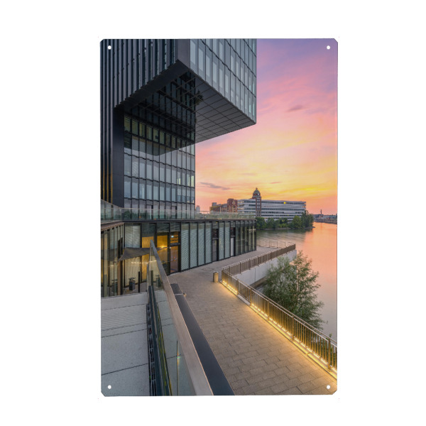 Metall Poster "Abendstimmung im Medienhafen" artboxONE - Städte,Reise,Architektur,Städte / Düsseldorf