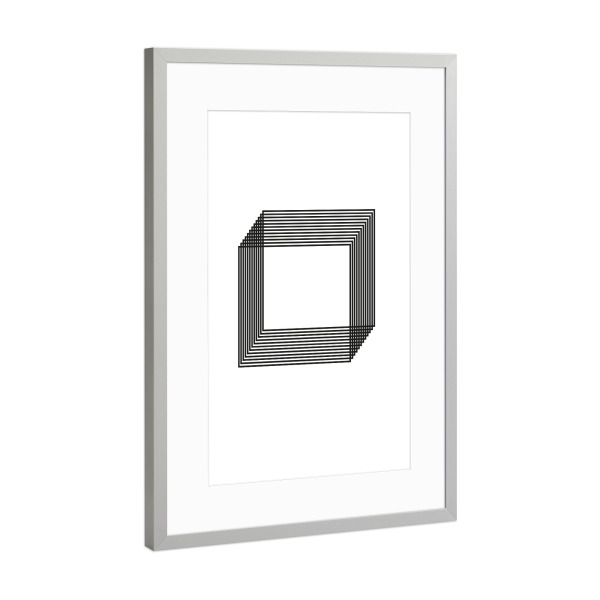 Poster mit Rahmen Silber "Cavalier" artboxONE - Abstrakt,Schwarzweiß,Geometrie