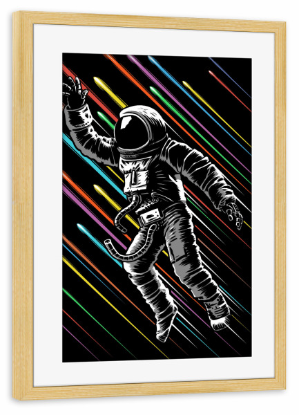 Poster mit Rahmen kiefer "Speed of light" artboxONE - Reise,Galaxy - Astronaut,Astronomy,Planets,Galaxy,Speed,Space,Cosmonaut,Bunt,Colorful,Weltraum