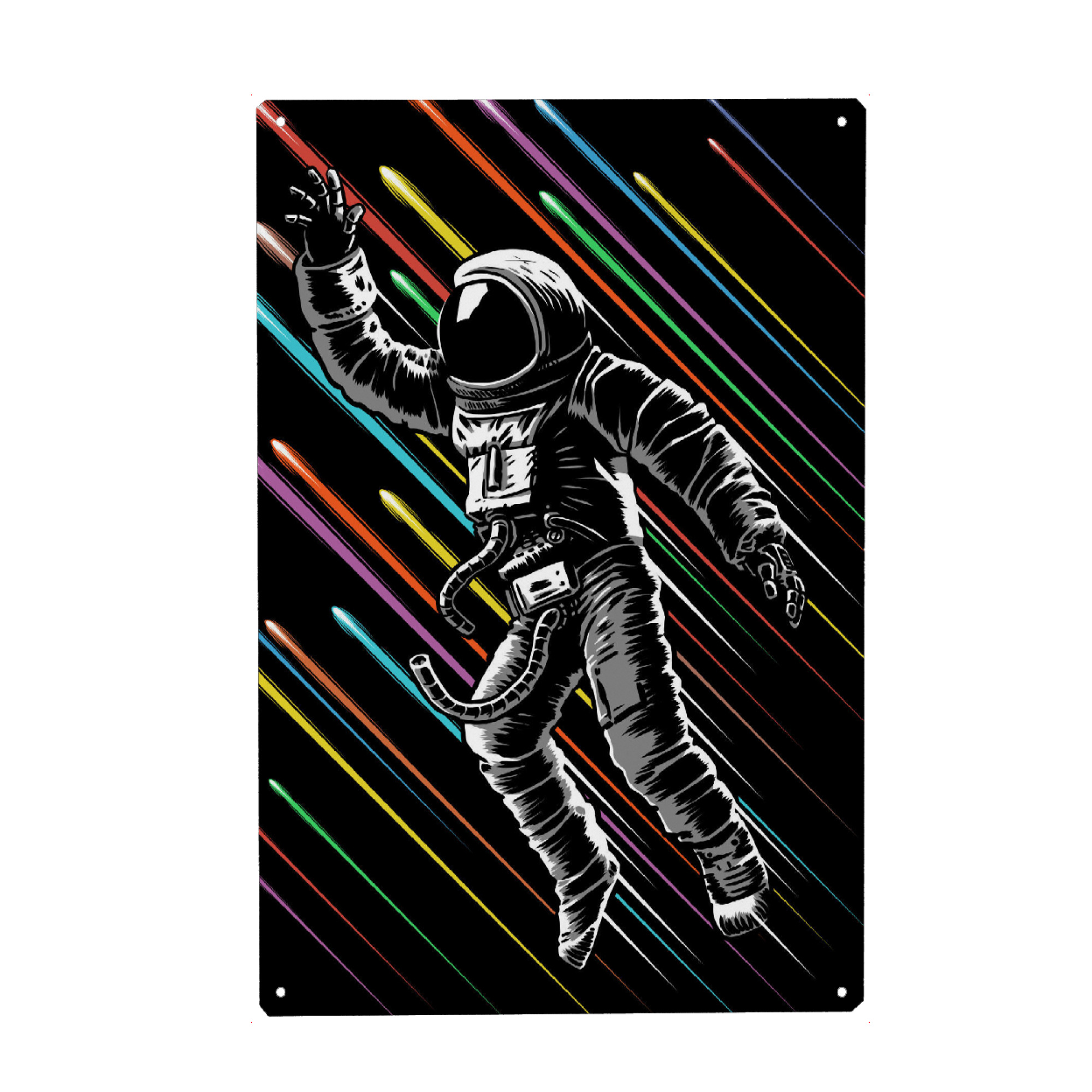 Metall Poster "Speed of light" artboxONE - Reise,Galaxy - Astronaut,Astronomy,Planets,Galaxy,Speed,Space,Cosmonaut,Bunt,Colorful,Weltraum