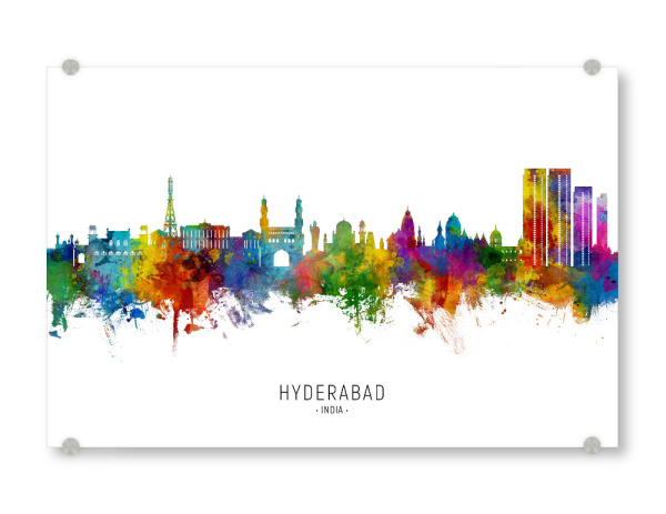 Acrylglasbild "Hyderabad Skyline India txt" artboxONE - Städte
