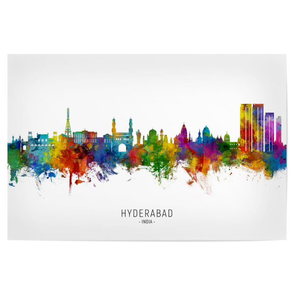 Poster 30x20 cm "Hyderabad Skyline India txt" artboxONE - Städte