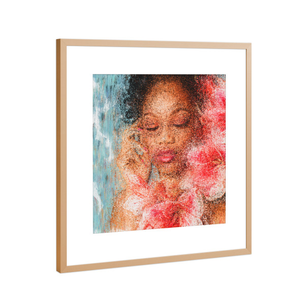Poster mit Rahmen Kupfer "Woman on Flowers" artboxONE - Floral,Menschen