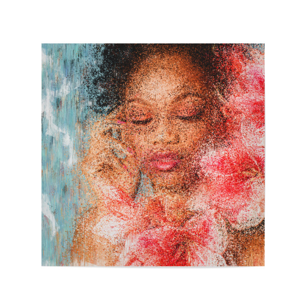 Poster 20x20 cm "Woman on Flowers" artboxONE - Floral,Menschen - Photography,Girl,Impressionism,Female,Woman,Frau,Black,Portrait,Floral,Flowers,Blumen