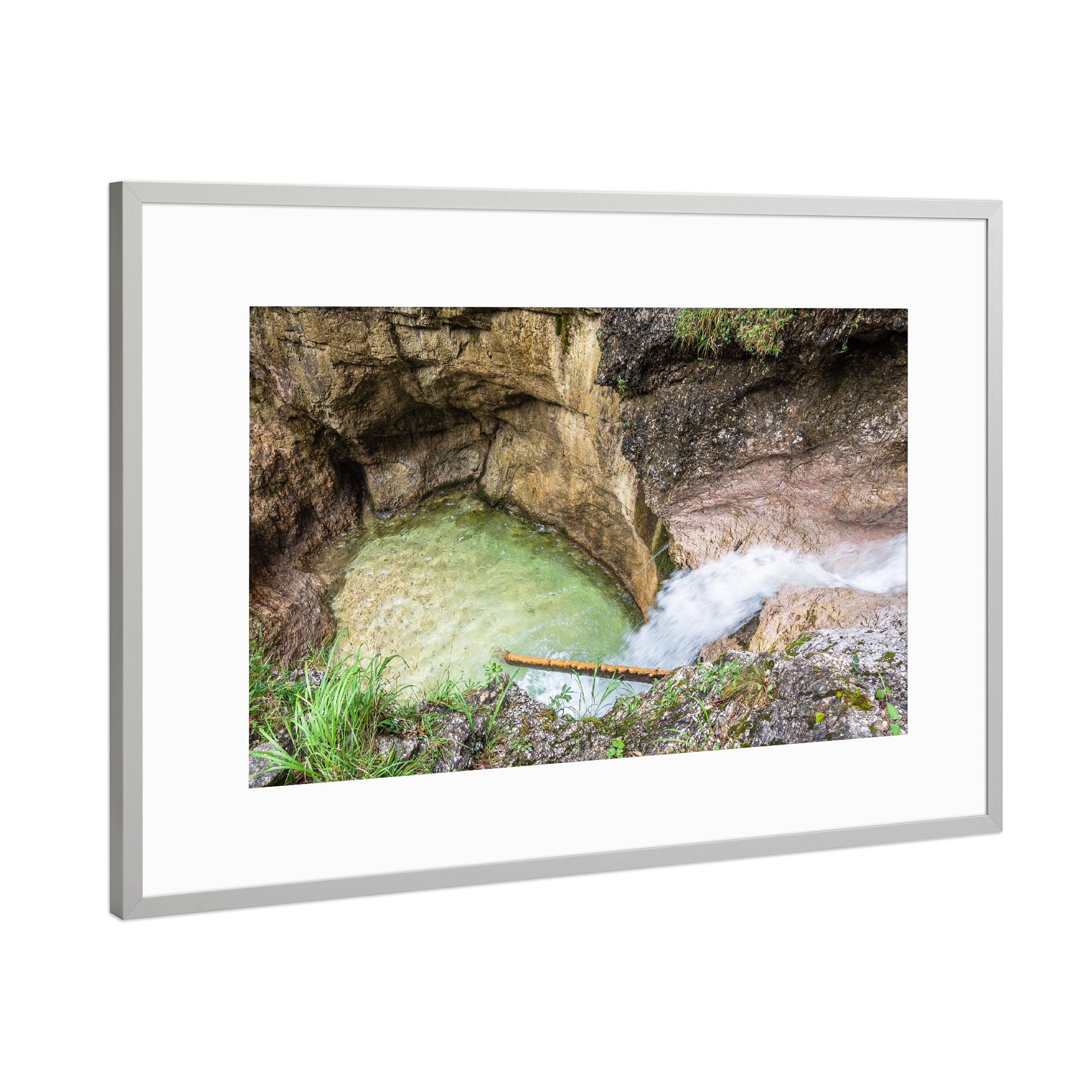 Poster mit Rahmen Silber "Blick in die Almbachklamm" artboxONE - Natur,Reise