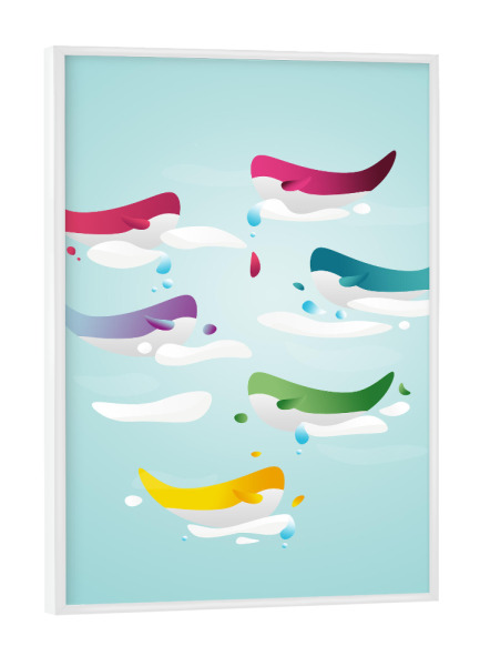 Poster mit weißem Rahmen "Whales from near future" artboxONE - Natur,Für Kinder,Tiere