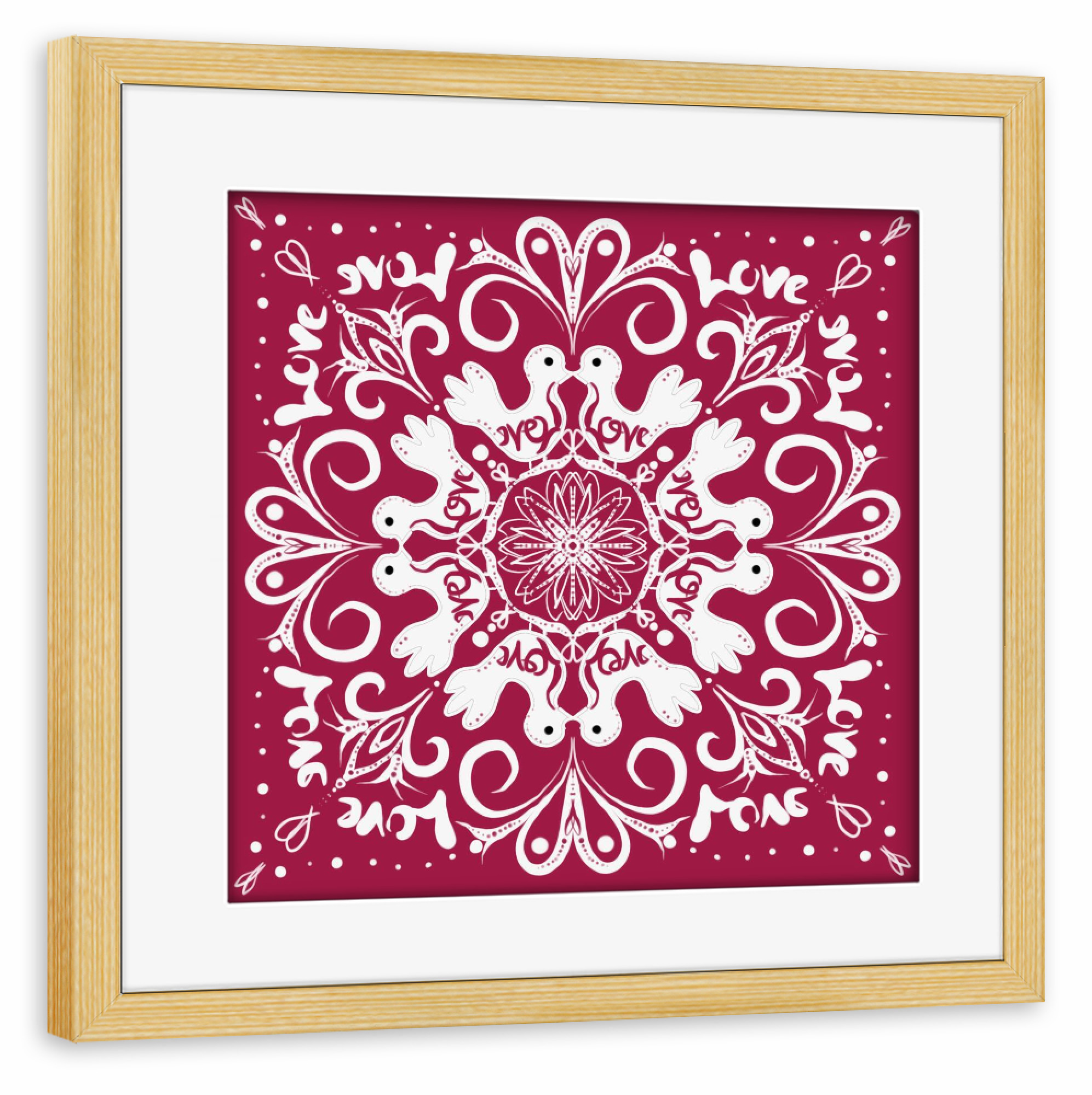 Poster mit Rahmen kiefer "Love & Liebe" artboxONE - Floral,Abstrakt,Geometrie,Liebe