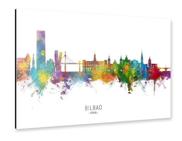 Alu-Dibond "Bilbao Spain Skyline txt" 30x20 cm artboxONE
