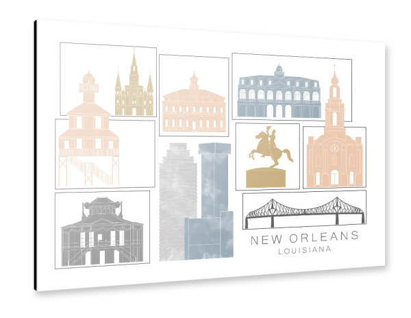 Alu-Dibond "New Orleans skyline earth" 30x20 cm artboxONE