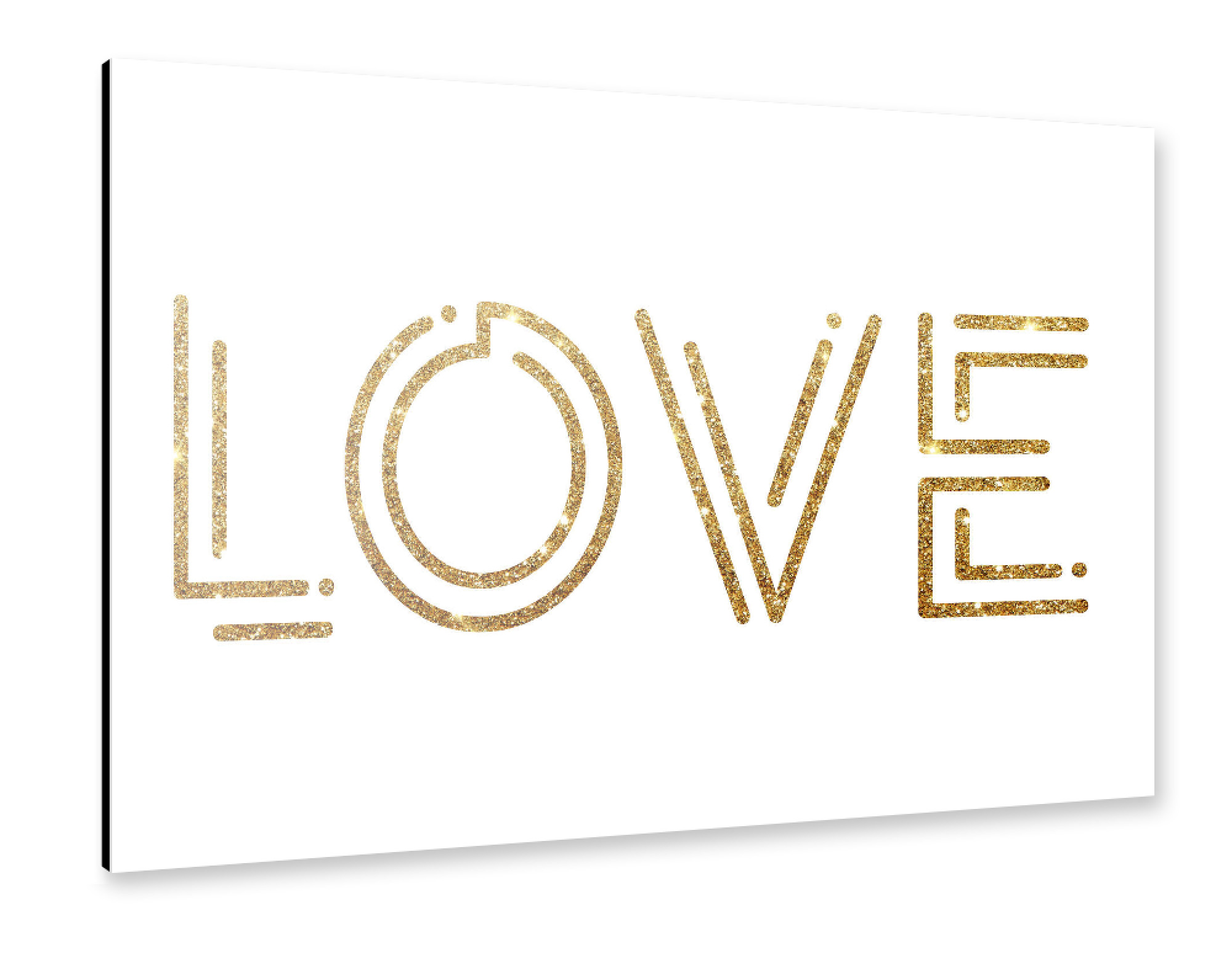 Alu-Dibond "LOVE golden" 75x50 cm artboxONE