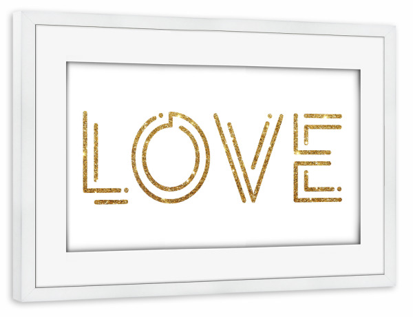 Poster mit Rahmen weiß "LOVE golden" artboxONE - Typografie,Liebe,Weihnachten