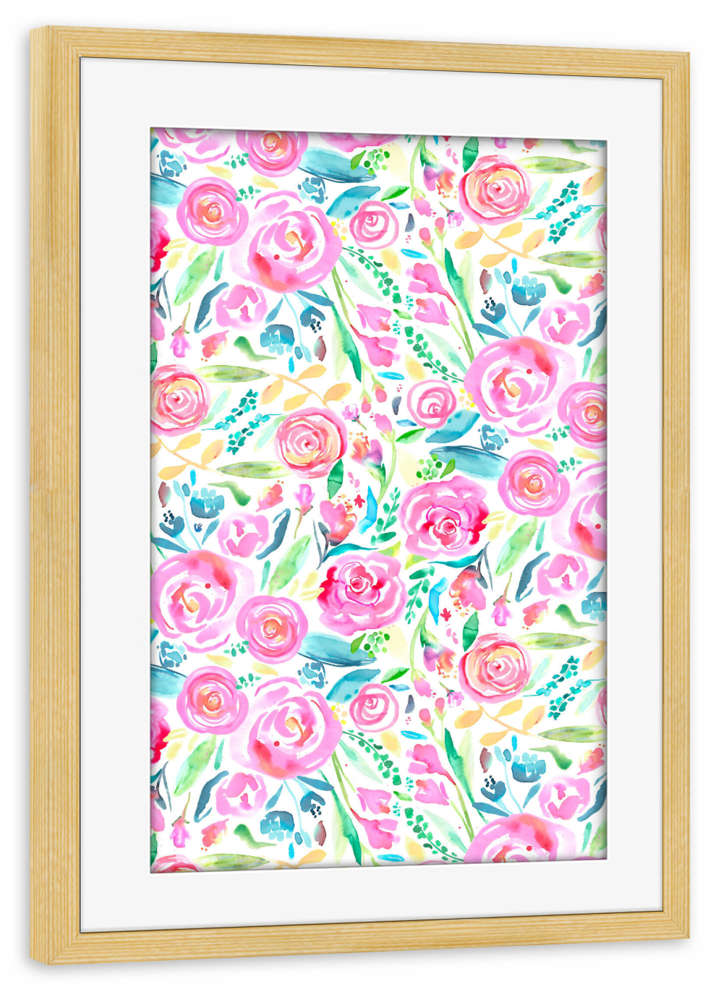 Poster mit Rahmen kiefer "Roses Spring Days Pink" artboxONE - Floral,Liebe,Fashion,Für Mama