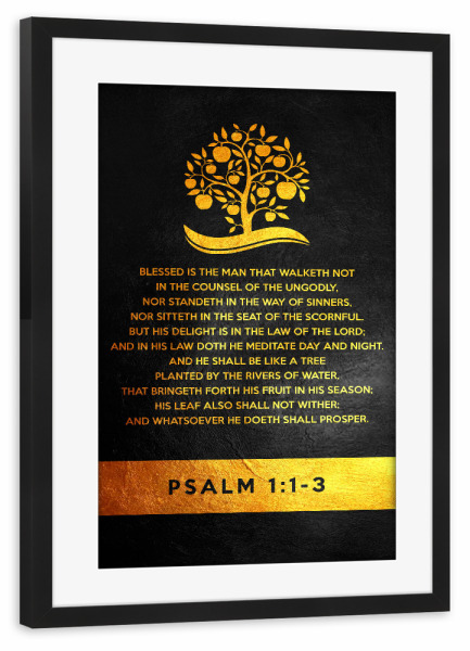 Poster mit Rahmen schwarz "Psalm 1:1-3" artboxONE - Typografie,Natur