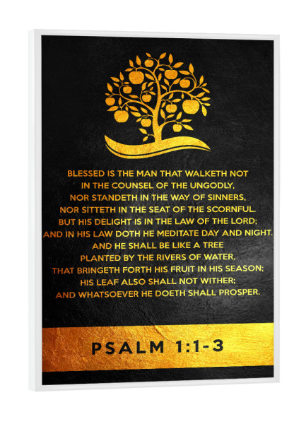 Poster mit weißem Rahmen "Psalm 1:1-3" artboxONE - Typografie,Natur