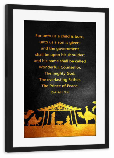 Poster mit Rahmen schwarz "Isaiah 9:6" artboxONE - Typografie