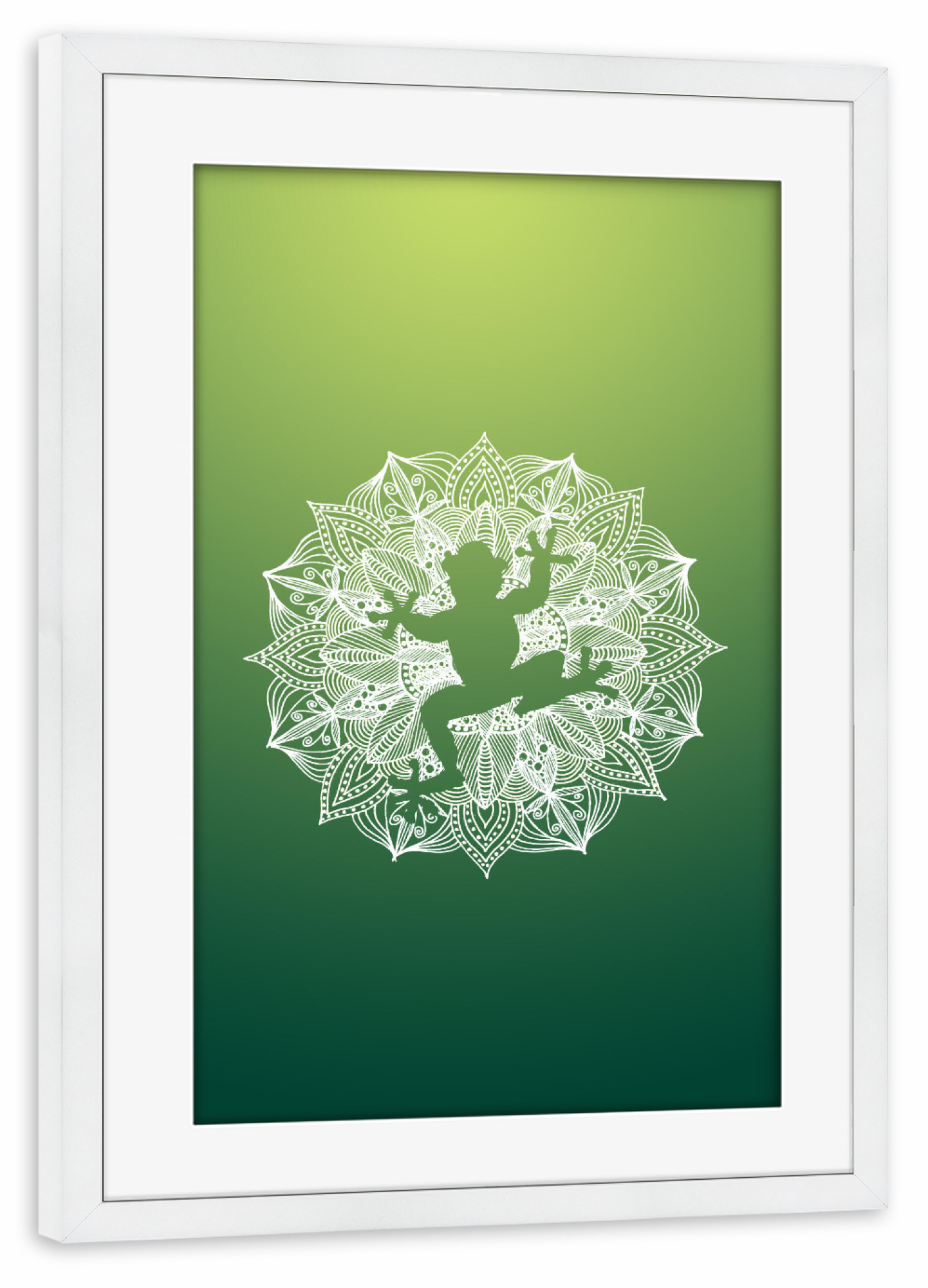 Poster mit Rahmen weiß "Mandala Circle Green Frog" artboxONE - Für Kinder,Tiere