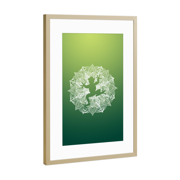 Poster mit Rahmen Gold "Mandala Circle Green Frog" artboxONE - Für Kinder,Tiere