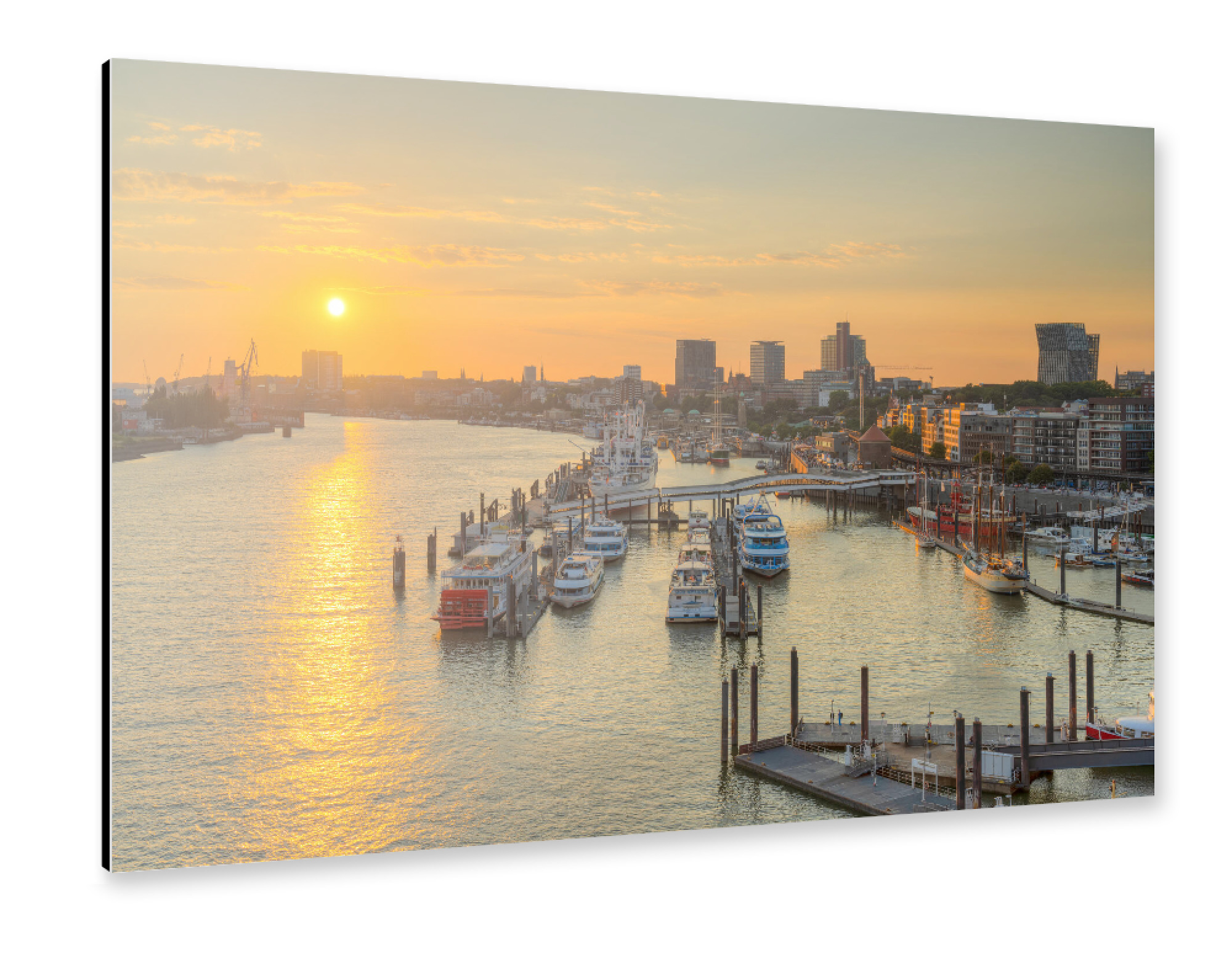 Alu-Dibond "Sonnenuntergang in Hamburg" 30x20 cm artboxONE
