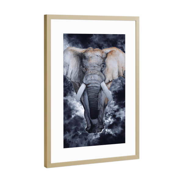Poster mit Rahmen Gold "Elephant Portrait I" artboxONE - Natur,Tiere - Elephant,Animal,Nature,Africa,Wild,Wildlife,Tier,Afrika,Portrait