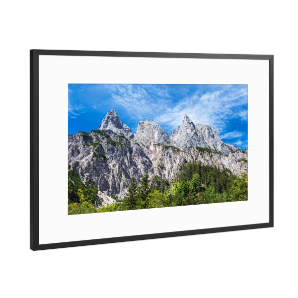 Poster mit Rahmen Schwarz (Metallic) "Blick auf die Mühlsturzhörner" artboxONE - Natur,Reise