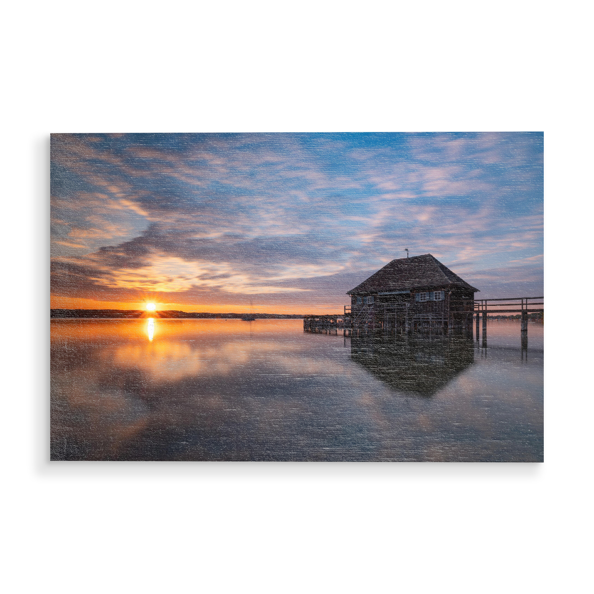 Holzbild "Sonnenuntergang am Ammersee" artboxONE - Natur,Architektur