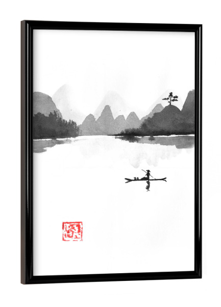 Poster mit schwarzem Rahmen "Fishing island" artboxONE - Natur