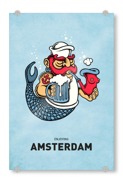 Acrylglasbild "Amsterdam Sailor Mermaid" artboxONE - Städte,Reise,Streetart,Städte / Amsterdam,Lustig