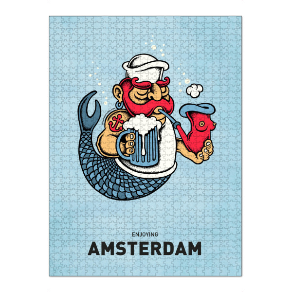 Puzzle Ravensburger "Amsterdam Sailor Mermaid" artboxONE - Städte,Reise,Streetart,Städte / Amsterdam,Lustig