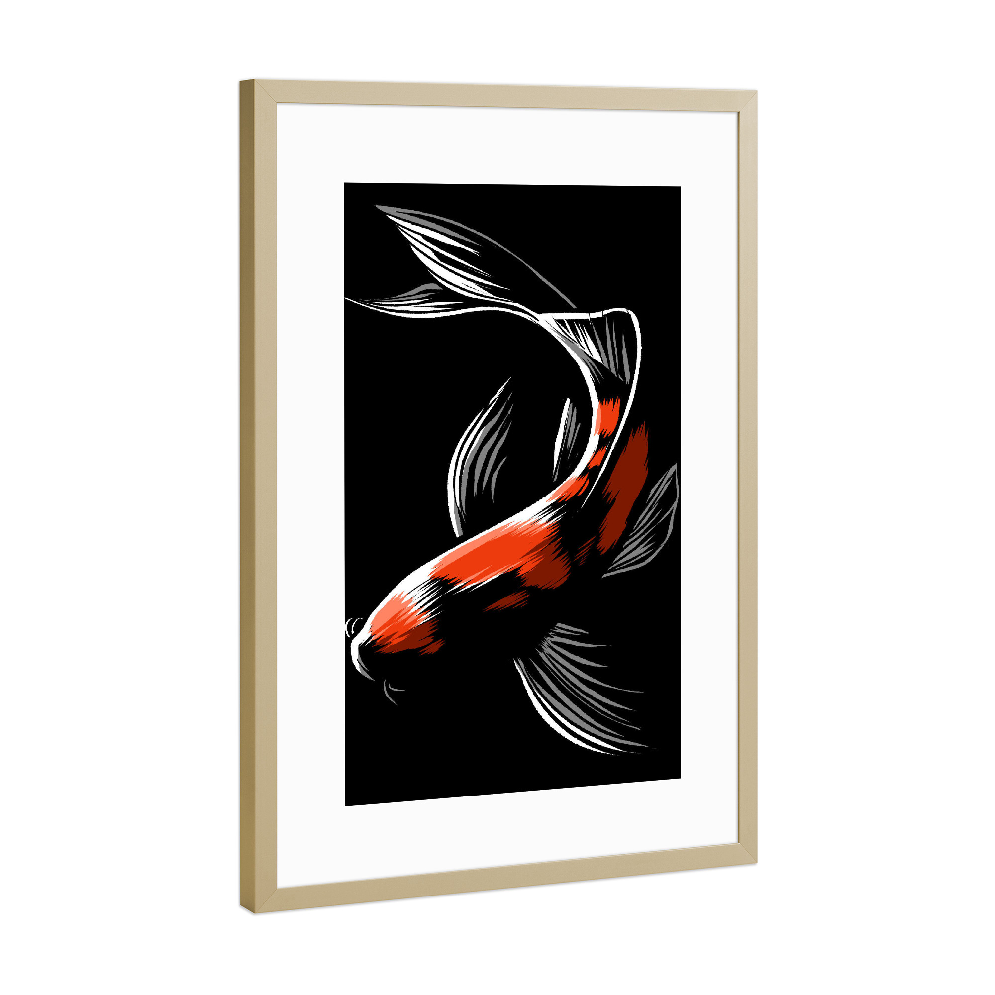 Poster mit Rahmen Gold "Japanese carp" artboxONE - Tiere,Unterwasser - Japan,Japanese,Carp,Carpa,Ocean,Fish,Fisch,Wasser,Water